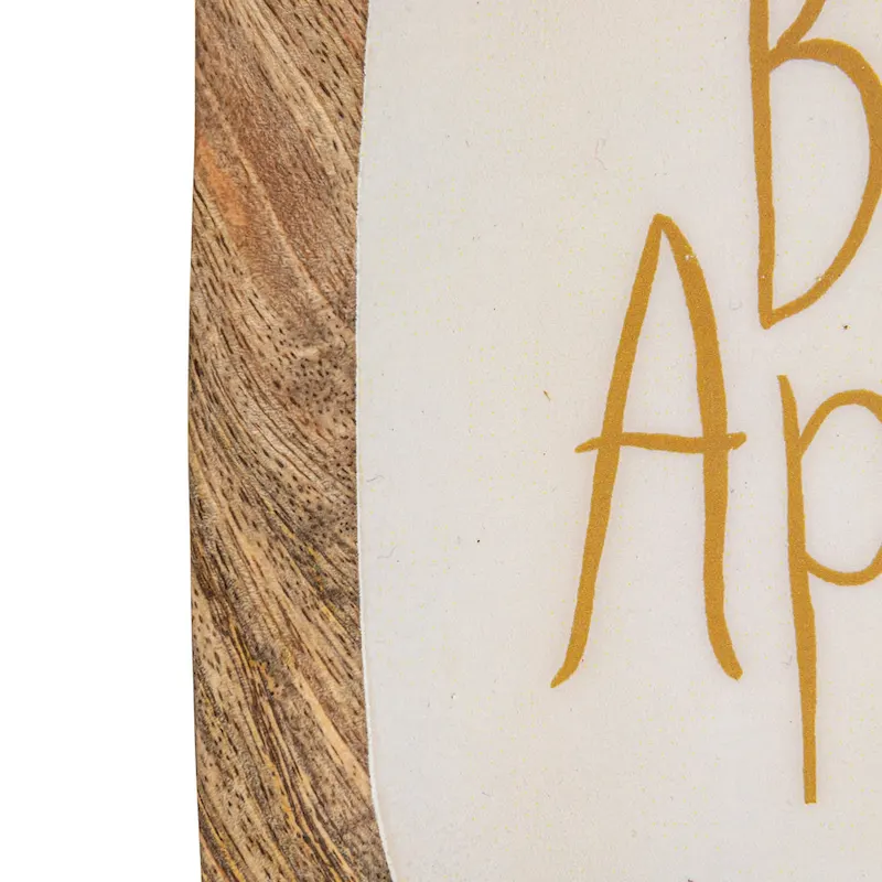 Enameled Mango Wood Trays with Kitchenware Pattern - 10.0 L x 10.0 W x 0.8 H - 10.0 L x 10.0 W x 0.8 H