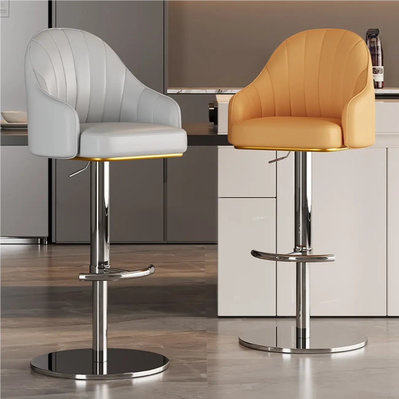 Low Back Adjustable Modern Leather Swivel Bar Stool
