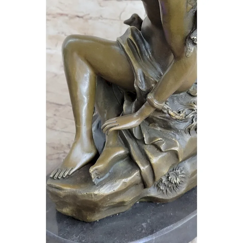 Andromeda Princess Prisoner Of Dragon Bound Girl Bronze Statue Sculpture 17 Inches X 11 Inches