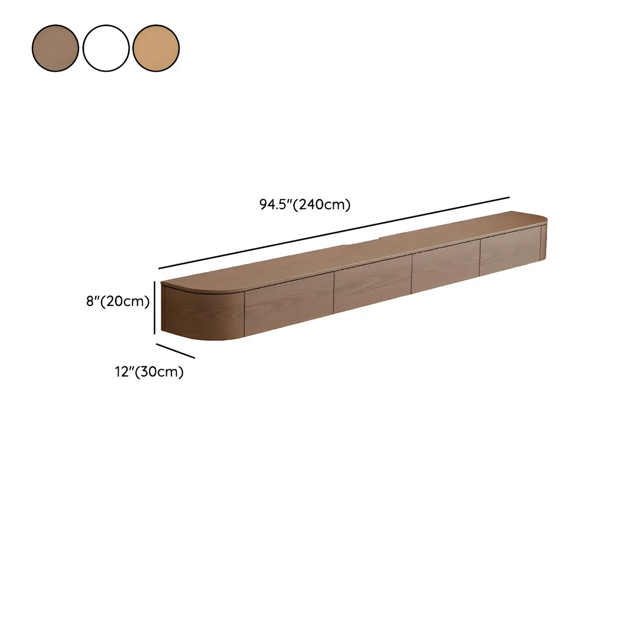 Scandinavian Wood Wall-mount TV Stand with Lift Drawers