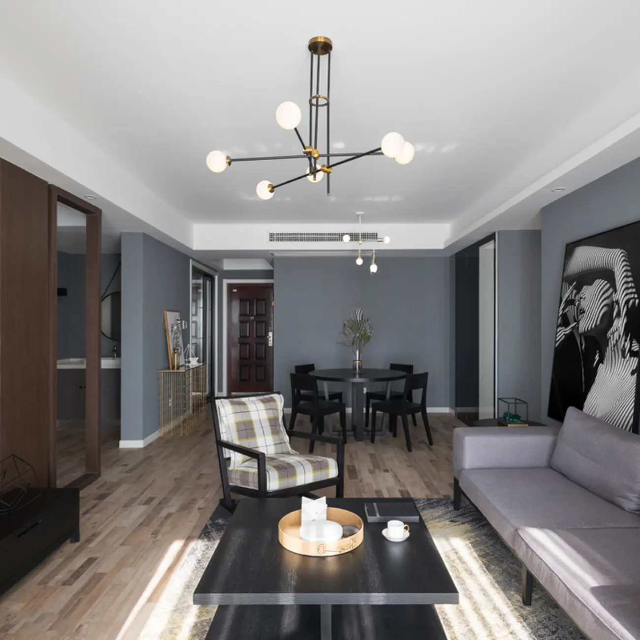 6-Light Black Industrial Sputnik Chandelier