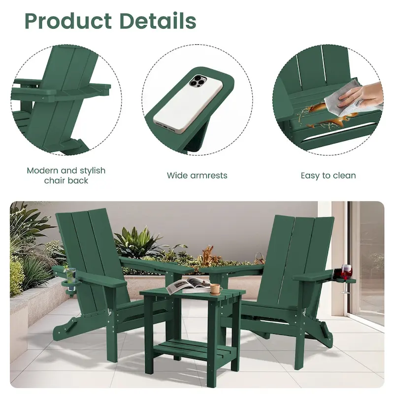 HDPE Modern All weather Adirondack Chairs with Cup-holders