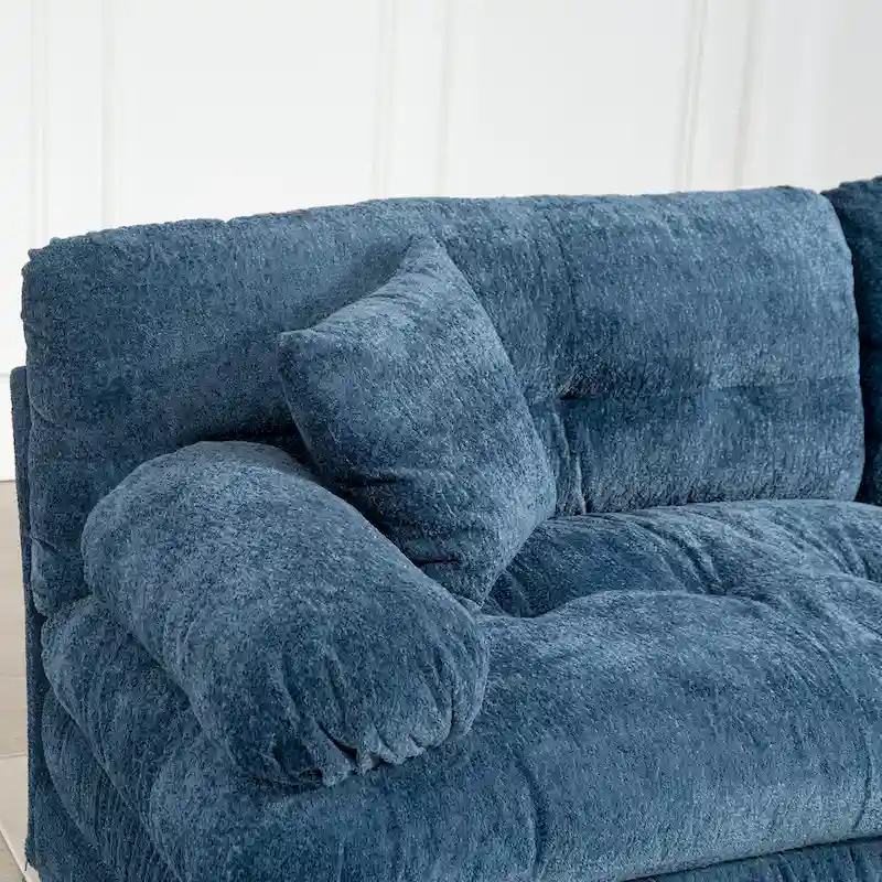 120.87 Chenille L-Shaped Sleeper Sectional Sofa with Ottoman