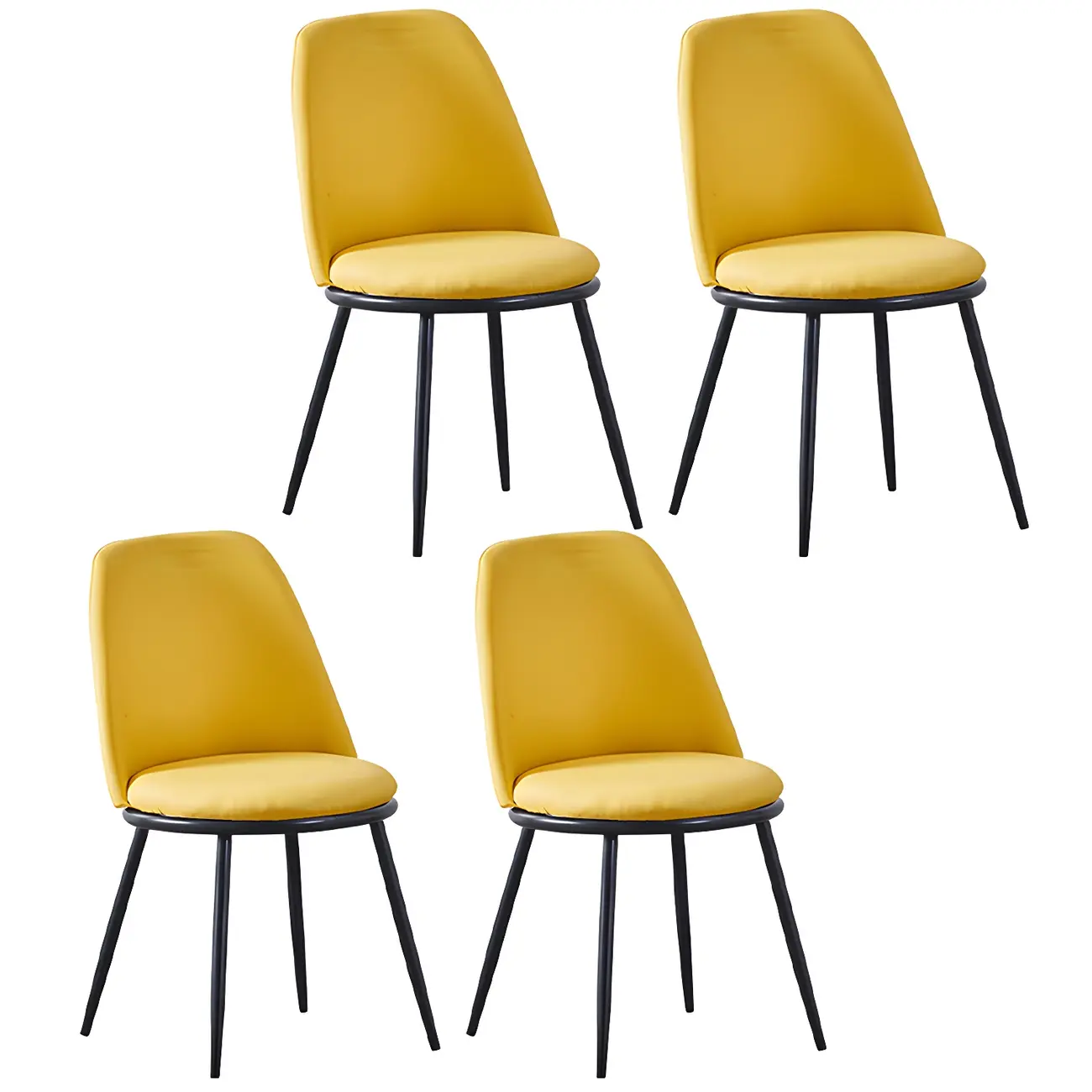 Glam Scandinavian Leather Armless Dining Chairs Metal Frame