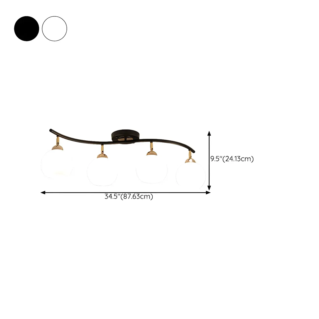 Modern Curved White Glass Dome Semi Flush Track Light