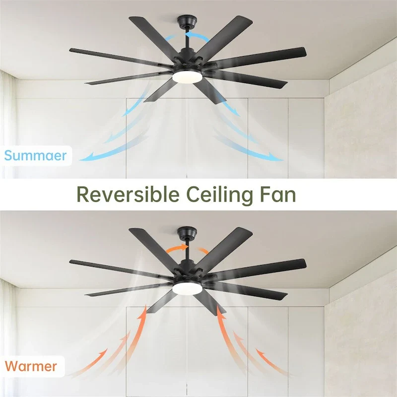 66 Inch Modern Ceiling Fan with Dimmable Led Light Remote Control