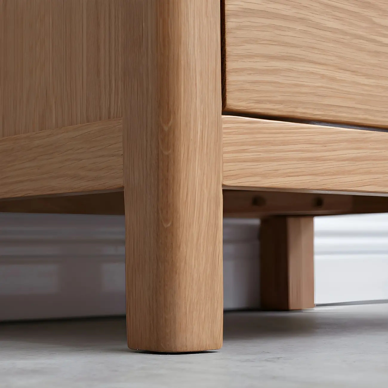 Scandinavian Oak Wood Narrow Locking Nightstand