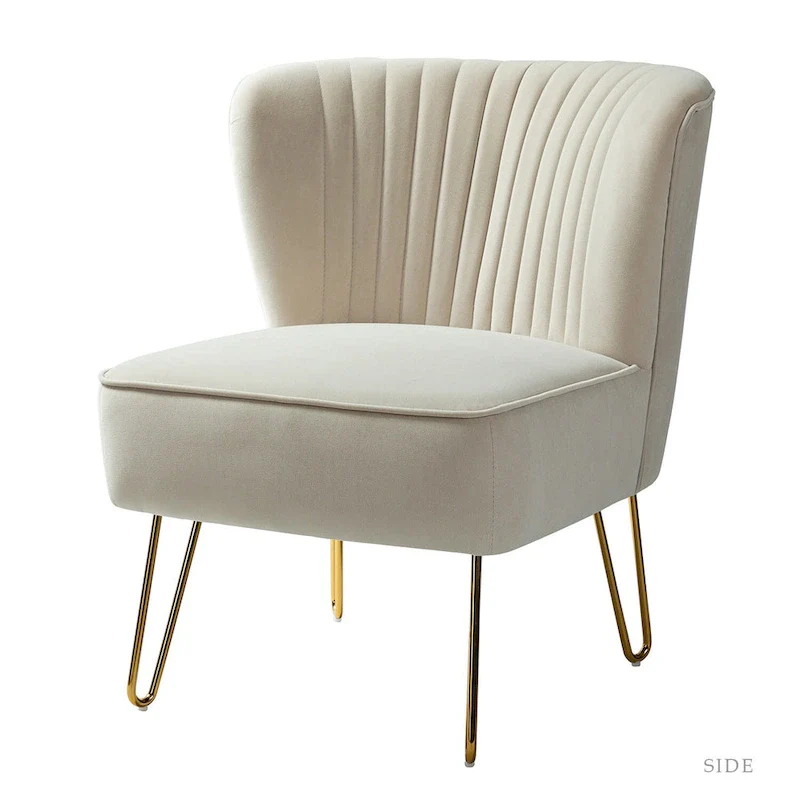 Barto Modern Velvet Tufted Side Chair with Golden Legs by HULALA HOME
