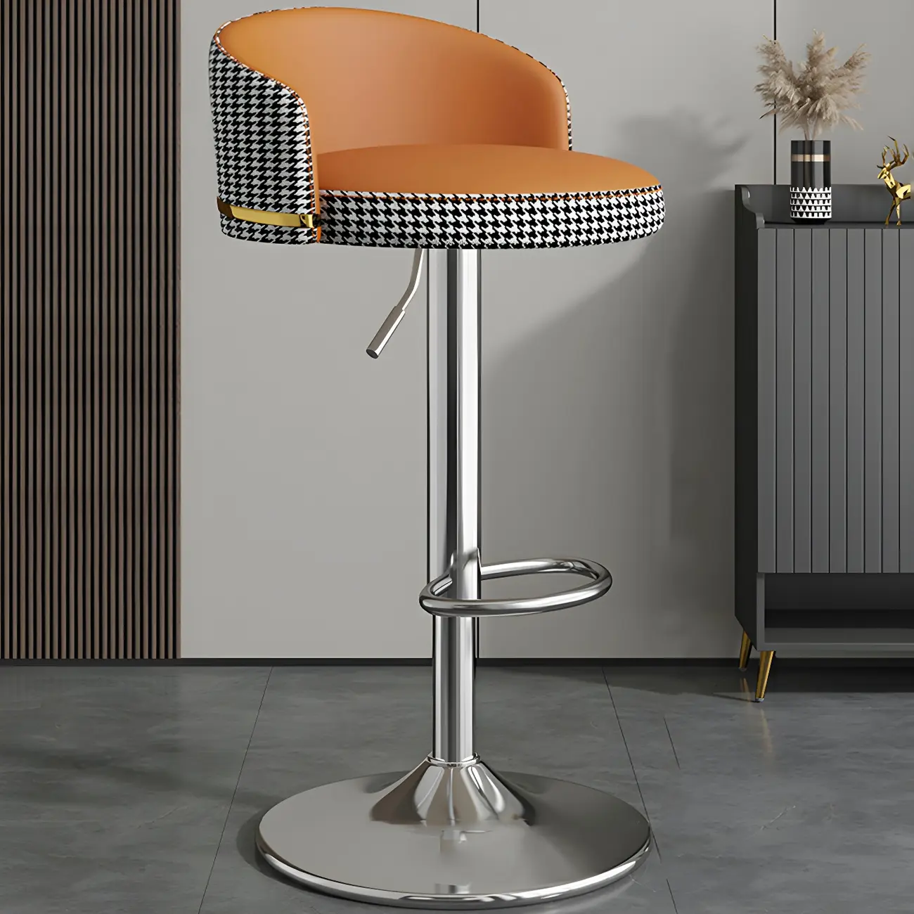 24 Inch Faux Leather Bar Stool Height Adjustable Modern