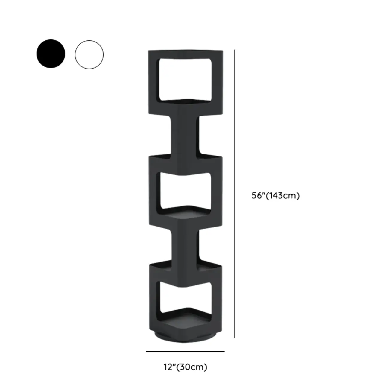 Chic Rotatable 4-Tier Vertical Metal Open Back Bookcase
