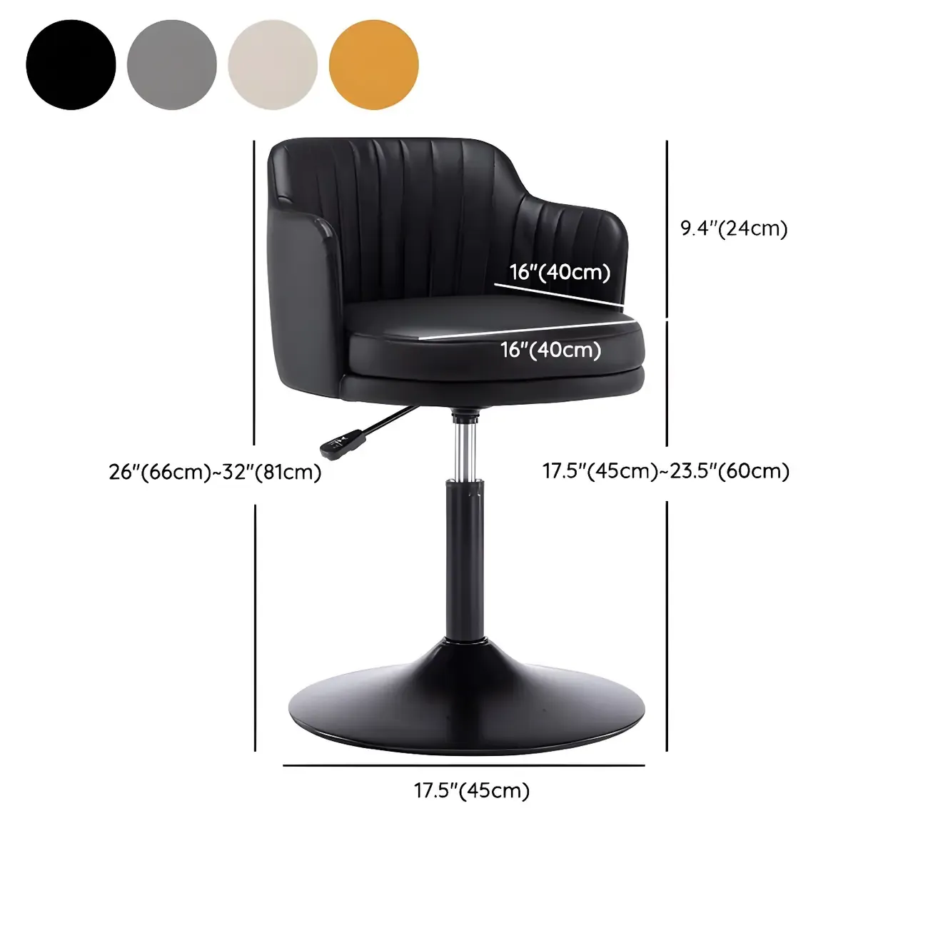 Modern Leather Armrests Swivel Adjustable Bar Stool