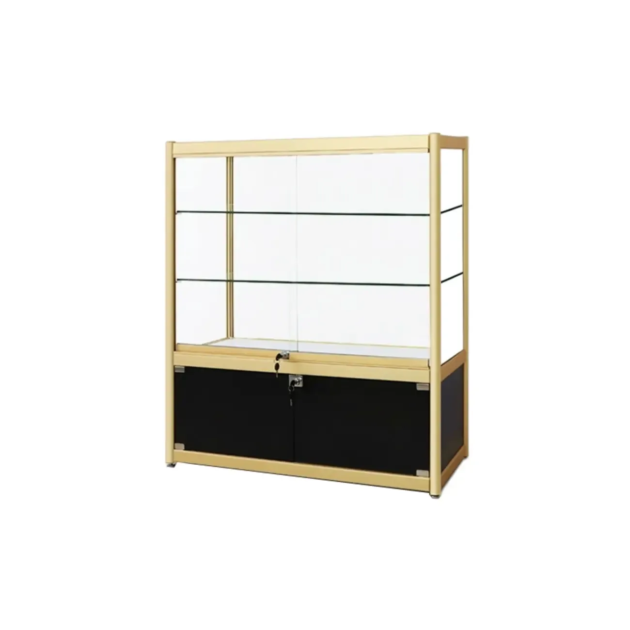Gold Rectangular Metal Frame Glass Curio Cabinet