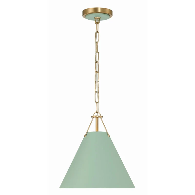 Xavier 1 Light Vibrant Gold and Green Mini Pendant - 12 W x 12 H x 12 D