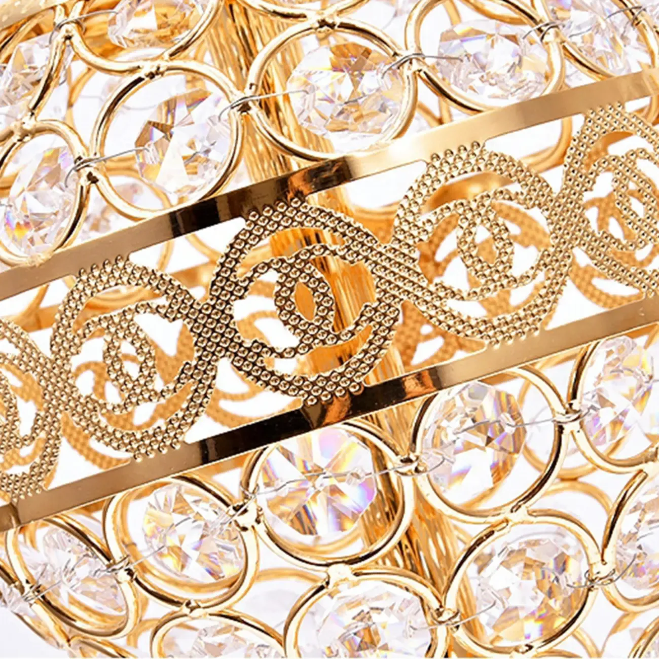 Traditional Luxurious Empire Gold Crystal Bedside Lamps