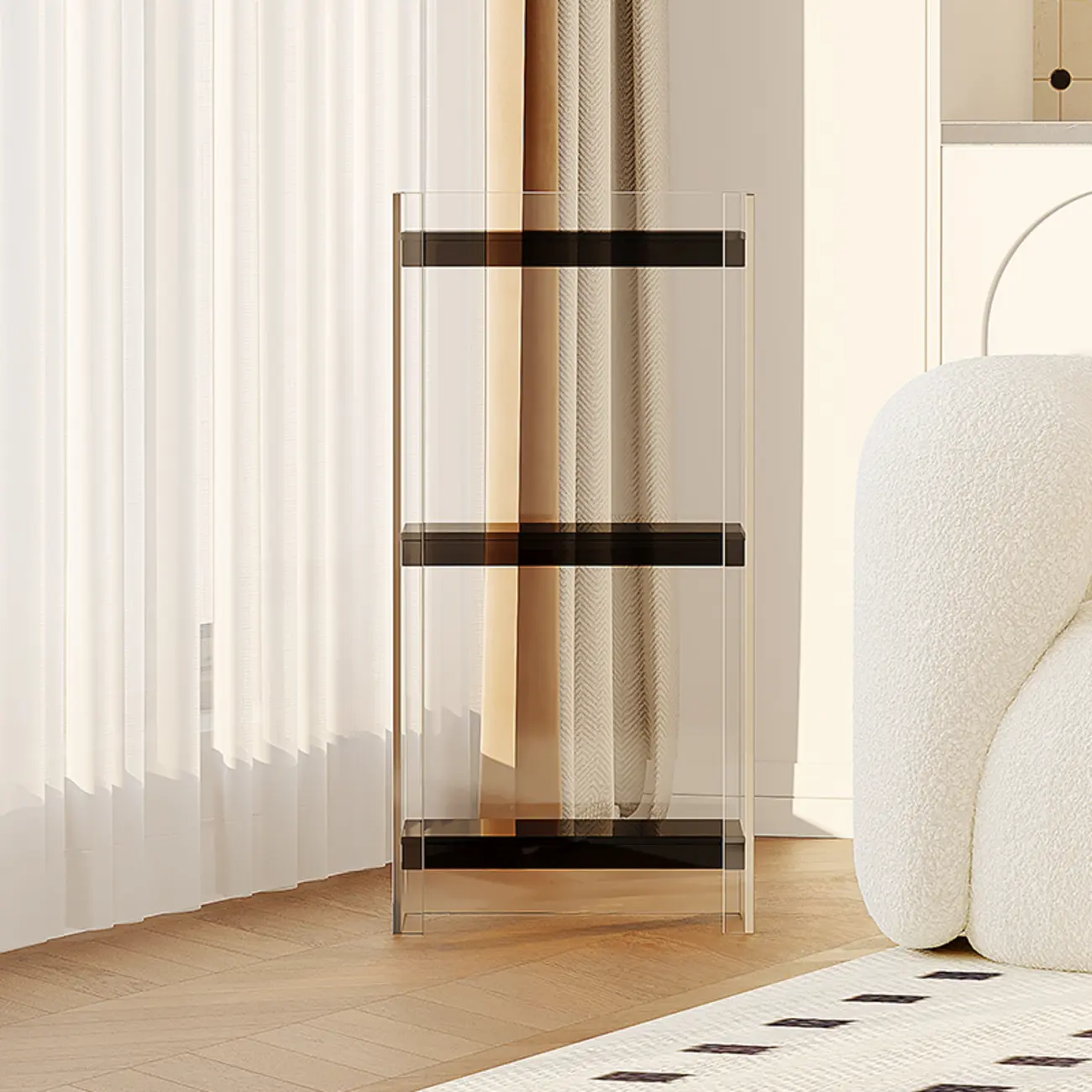 Minimalism Clear Acrylic 4-Tier Vertical Narrow Bookcase