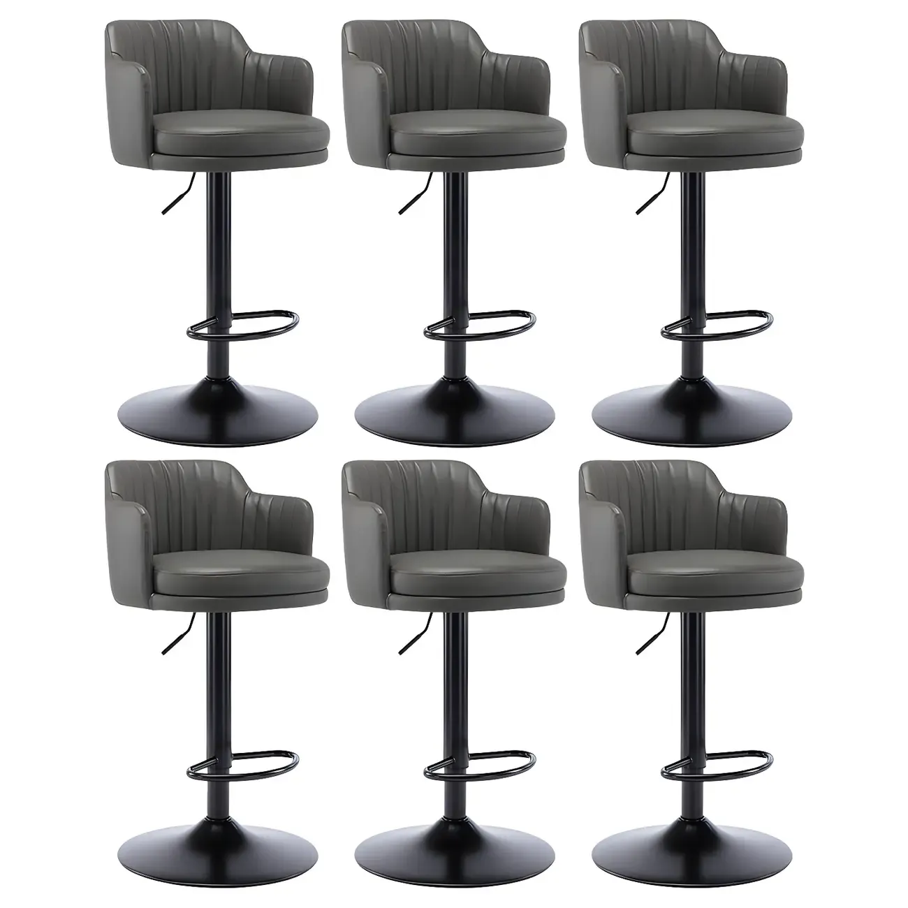 Modern Leather Armrests Swivel Adjustable Bar Stool