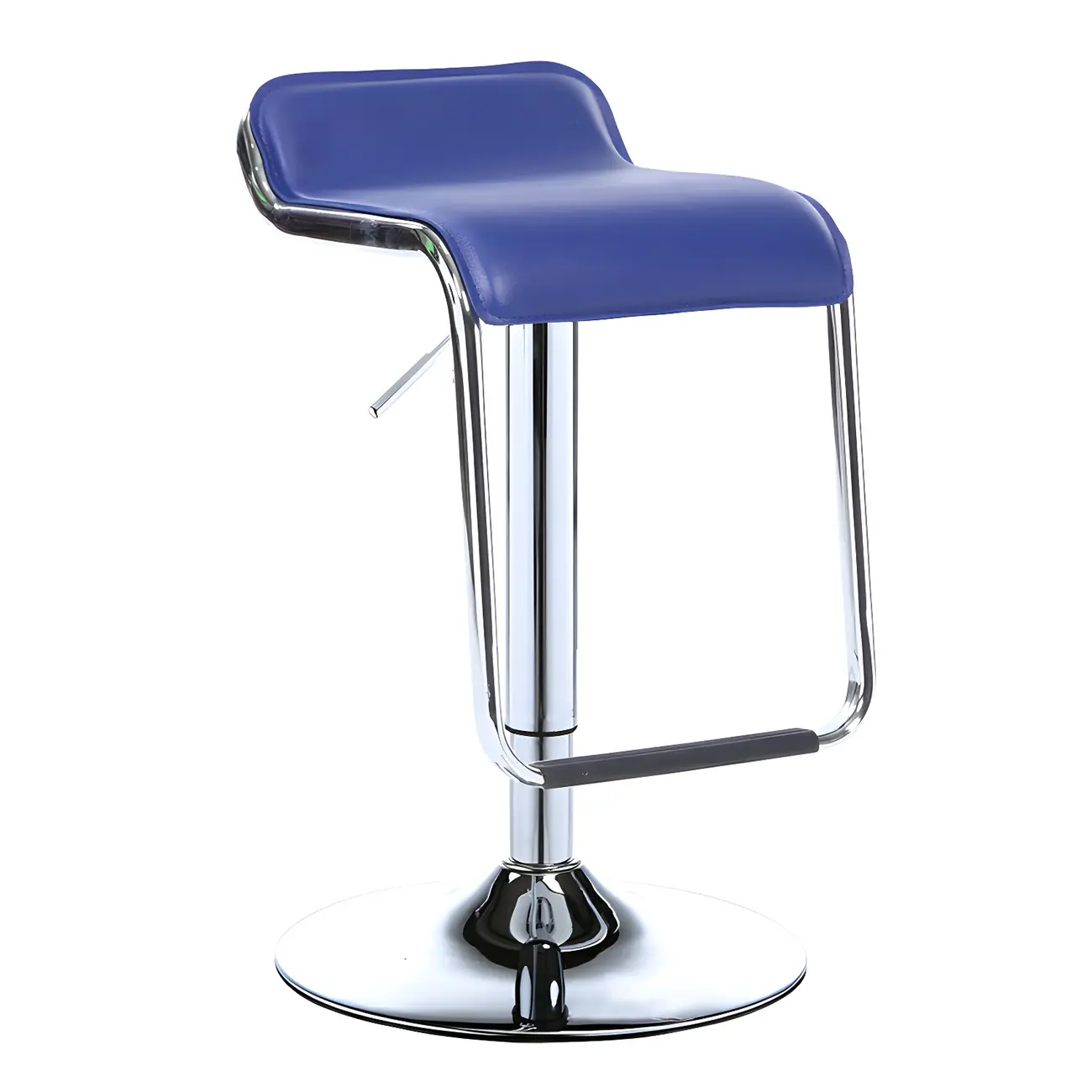 Modern Pedestal Swivel Bar Stool Adjustable Height Low Back Faux Leather