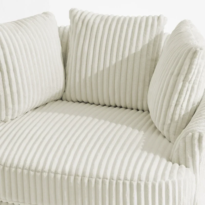 DREAMSIDEA 2 Set Recessed Arm Slipcovered Swivel Barrel Chair