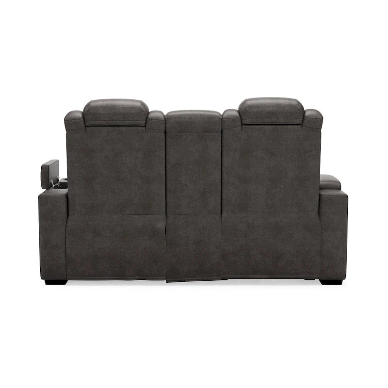 Signature Design by Ashley HyllMont Gray Power Reclining Loveseat with Console - 71.75 W x 39 D x 44 H