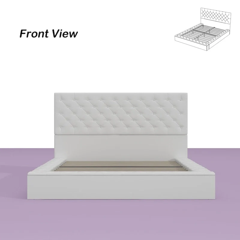 Queen/King Designer Bed Frame with LED Ambiance Lighting PU Leather