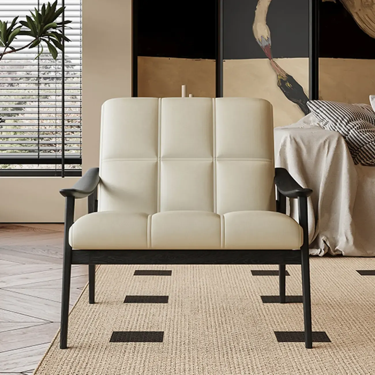 Elegant Genuine/Nappa Leather Mid-Back Accent Chair