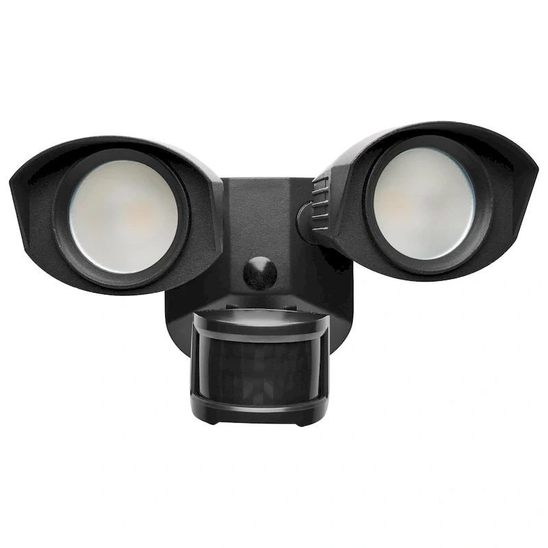 LED Security Light - Dual Head - Black Finish - 3000K - with Motion Sensor - 120V