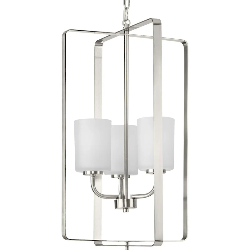 League Collection Three-Light Nickel Farmhouse Foyer Chandelier Light - 16 in x 15 in x 25.62 in