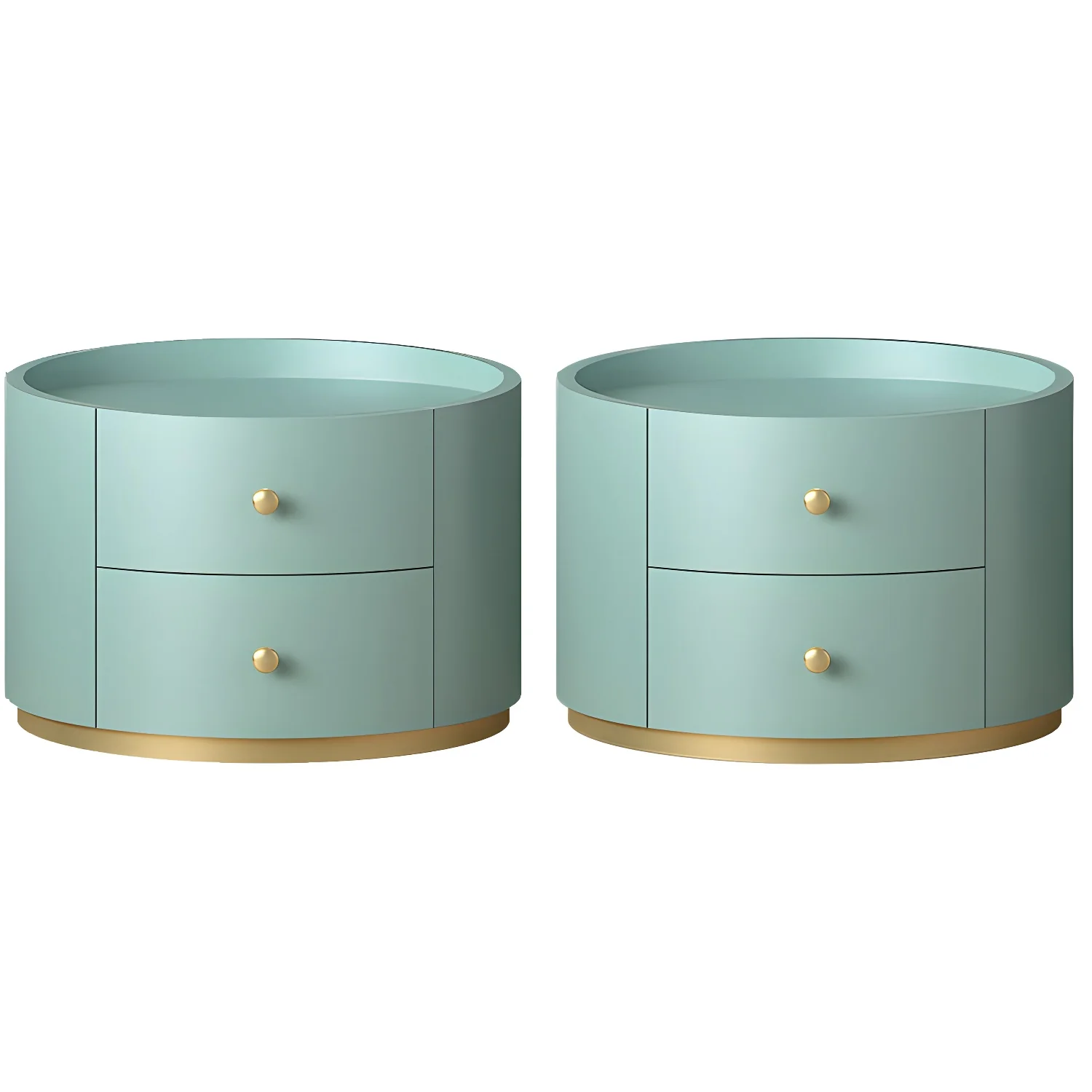 Glam Manufactured Wood Round 2-Drawer Nightstand