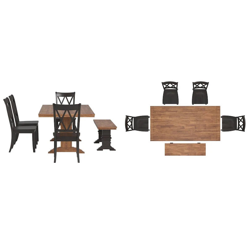 Ronda 78.7 Rectangular Solid Wood Top Dining Set with X-Back Chairs