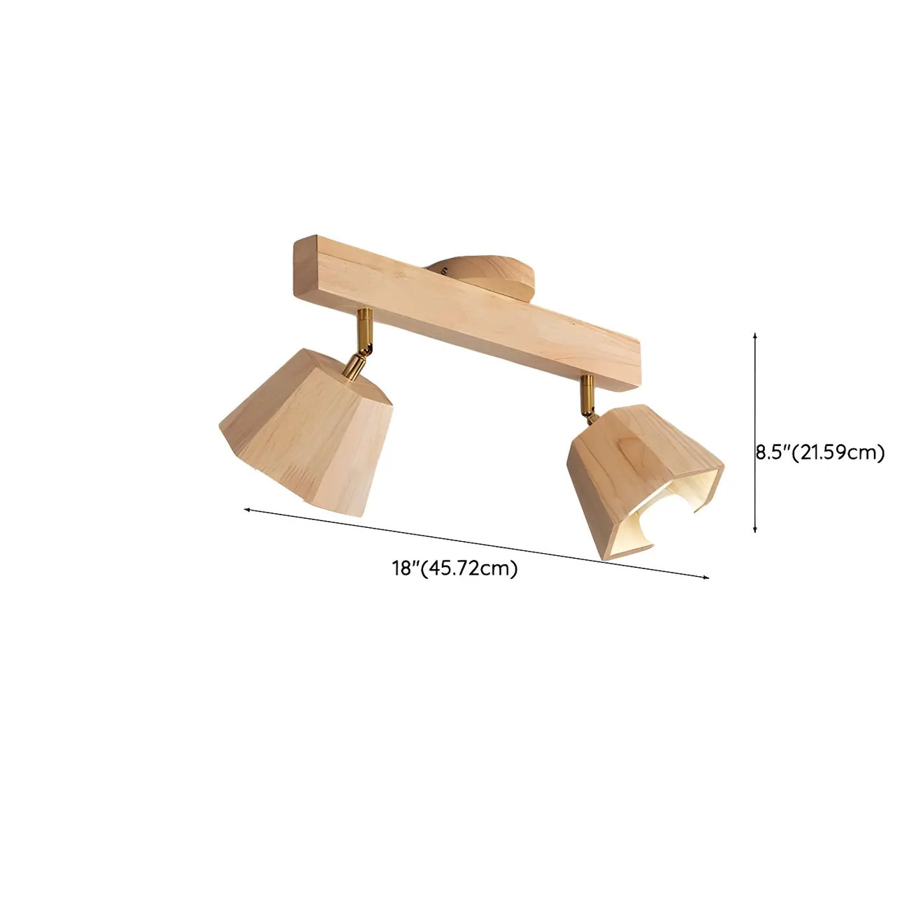 4-Light Adjustable Natural Rubber Wood Semi Flush Track Light