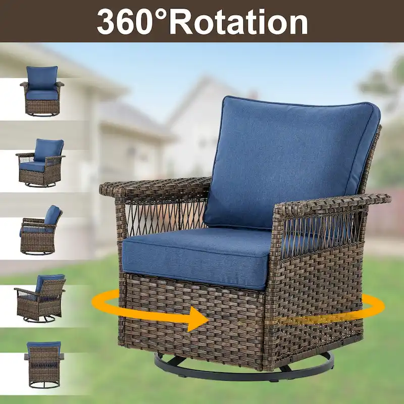Gymojoy 3 Peices Patio Chairs with Coffee Table - Brown