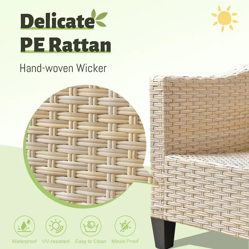 HOOOWOOO 8-piece Wicker Patio Furniture Conversation Sofa Set