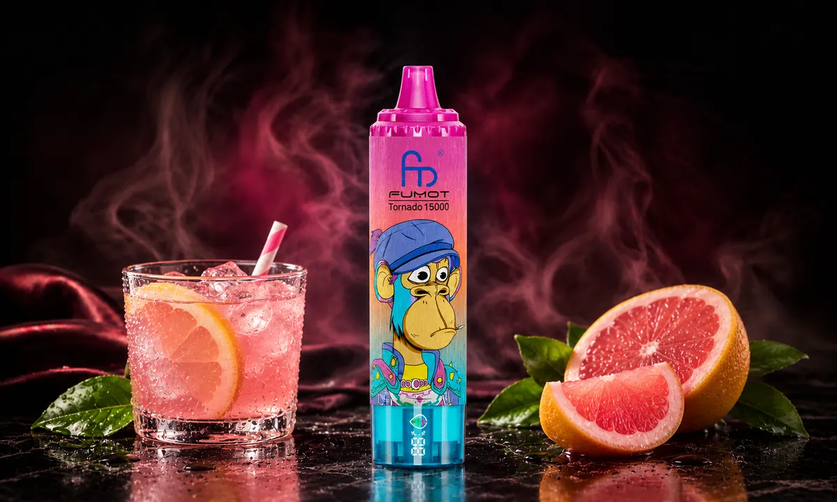 FUMOT Tornado 15000 Pink Lemonade – E-Zigarette in einer atmosphärischen Produktszene