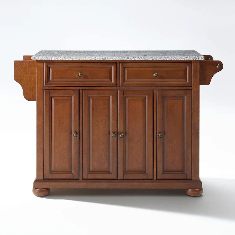 Crosley Alexandria Solid Granite Top Kitchen Island in Classic Cherry Finish - 51.5 W x 18 D x 34 H