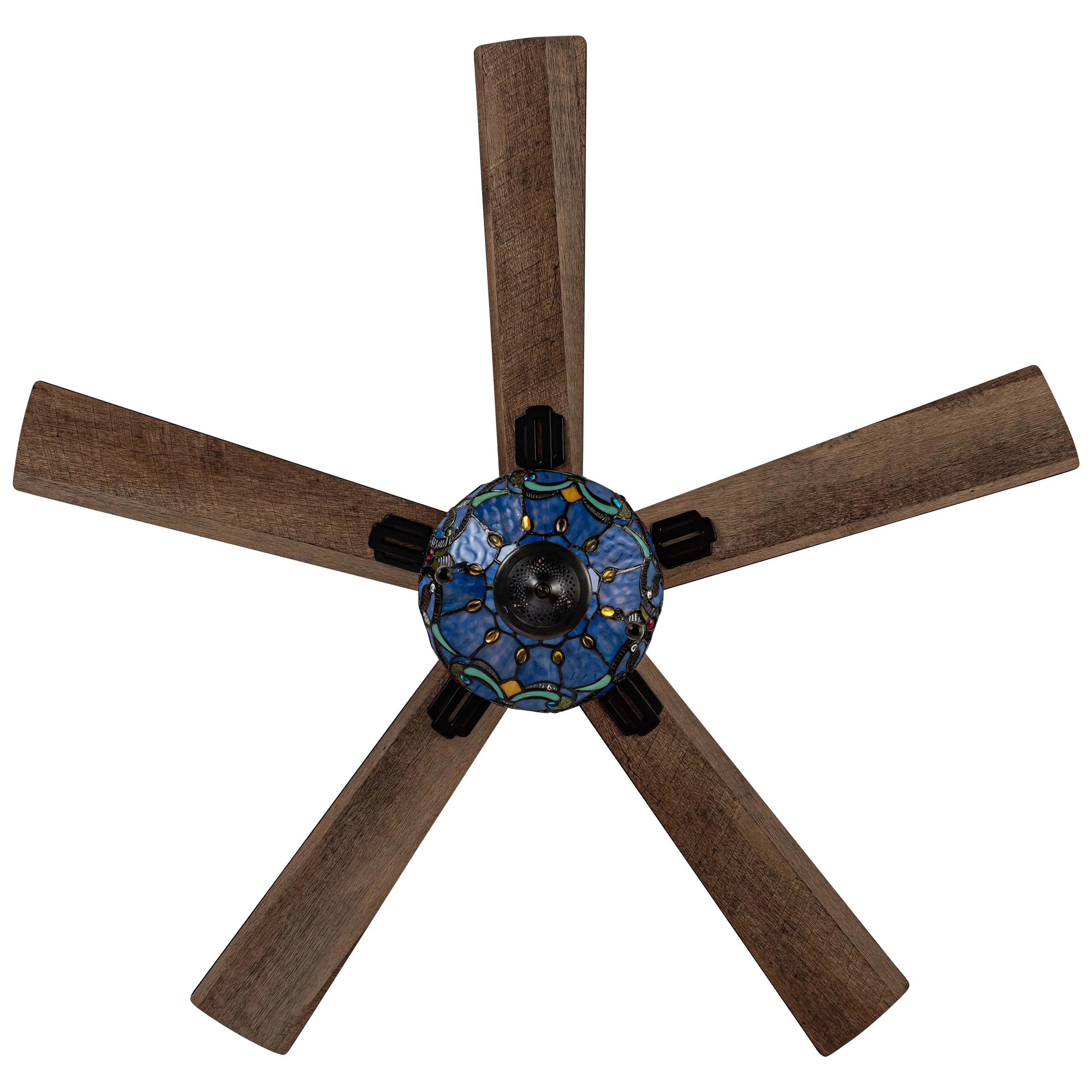 Della River of Goods Oil-Rubbed Bronze and Stained Glass 52-Inch 3-Light Remote-Controlled Ceiling Fan