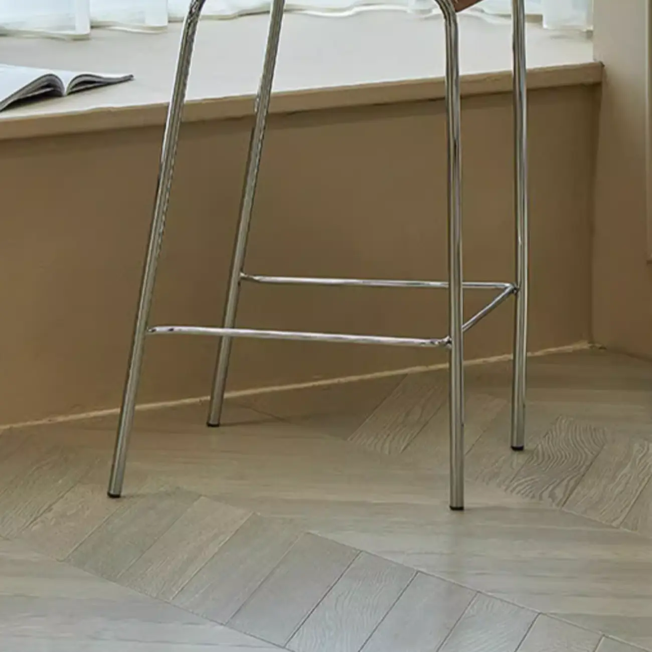 Industrial Metal Frame Wooden Counter Bar Stools with Backs