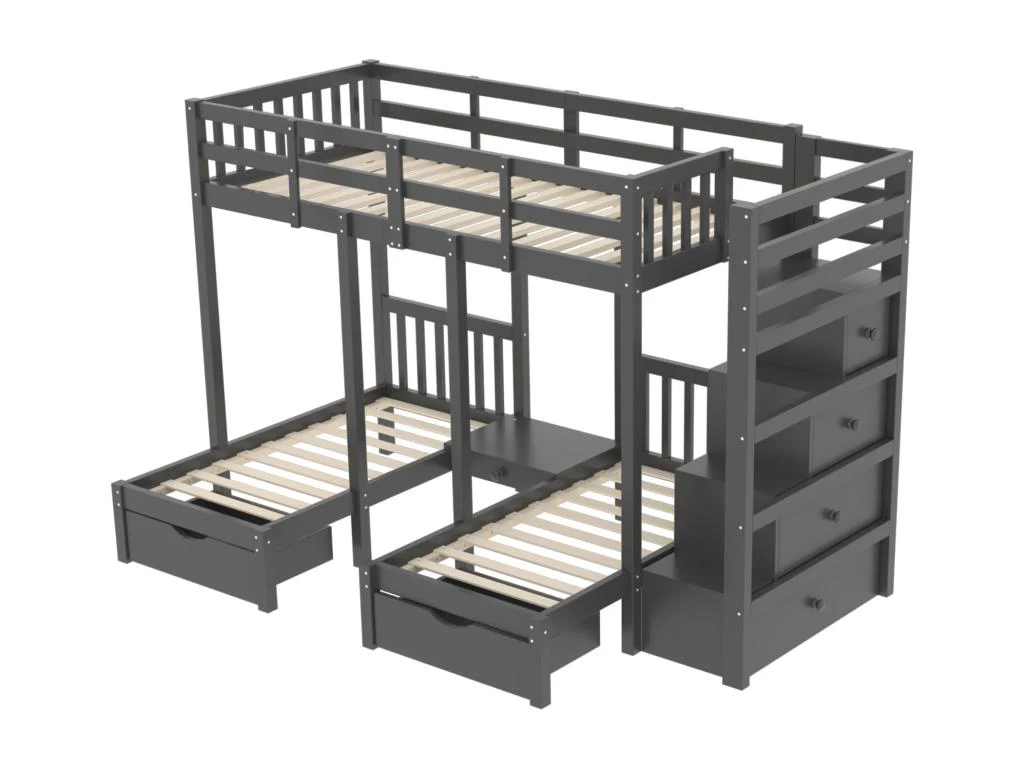 Lits Superposes Triples - Gris