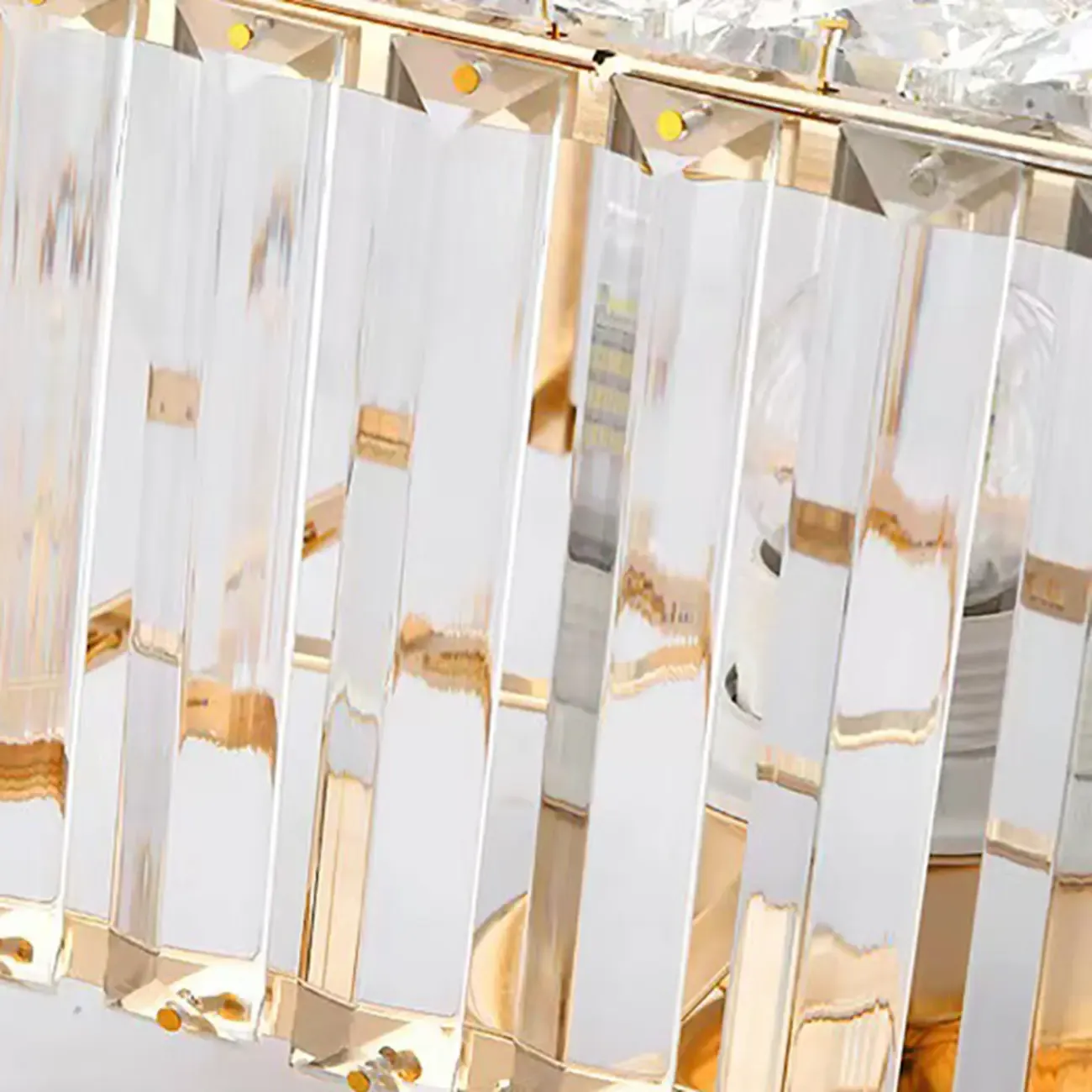 Modern Gold Square Crystal Semi Flush Ceiling Light