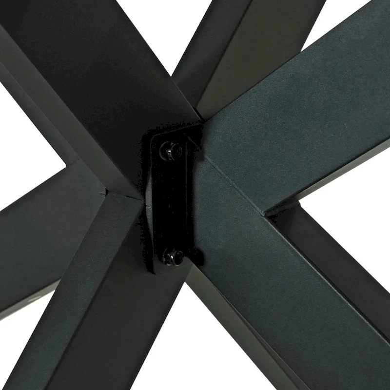 Retro Rectangular Stretch Dining Table with Cross Iron Base