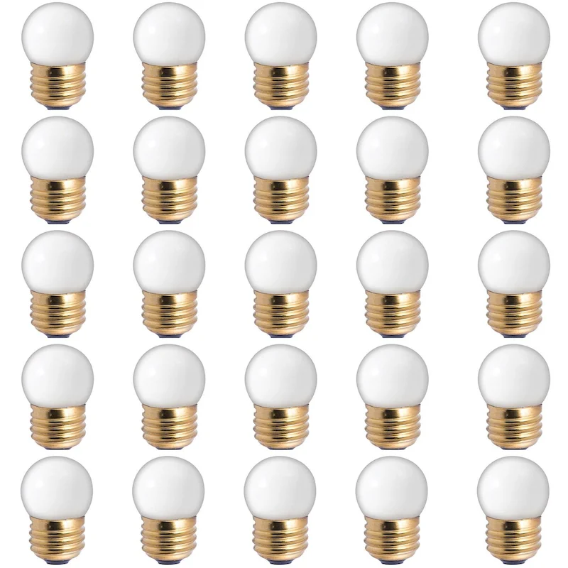 Bulbrite Pack of (25) 7.5 Watt Dimmable S11 Incandescent Light Bulbs with Medium (E26) Base, Ceramic White - Warm White Light