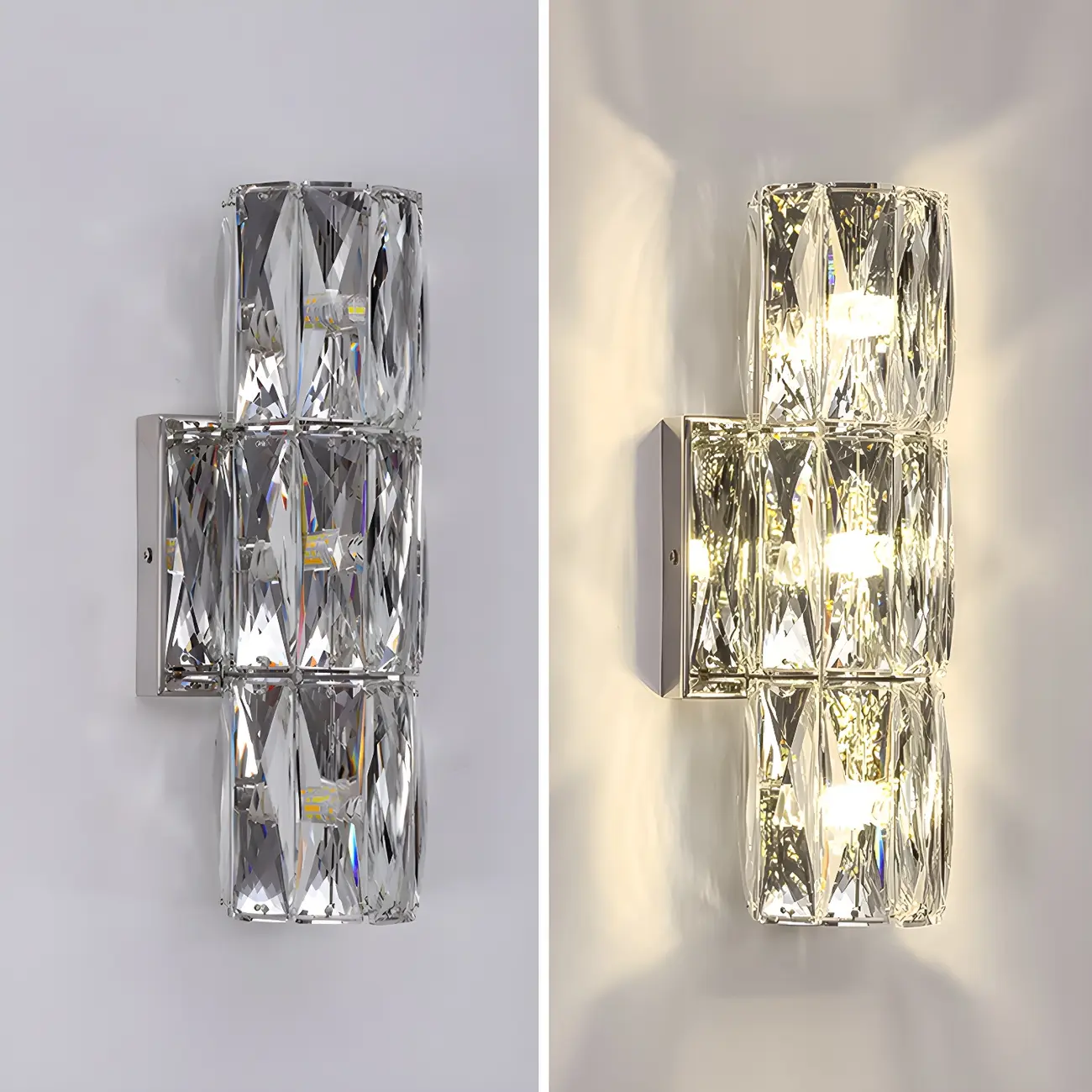 Luxury Geometric Crystal Gold Vanity Light