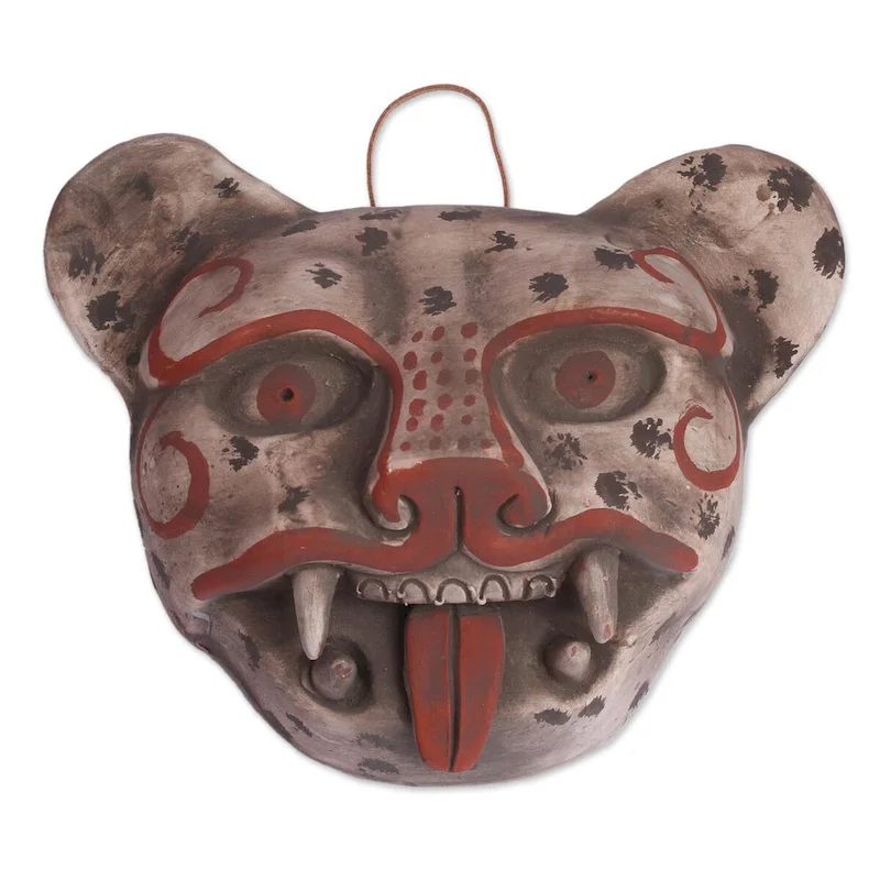 Novica Handmade Jaguar Head Ceramic Mask