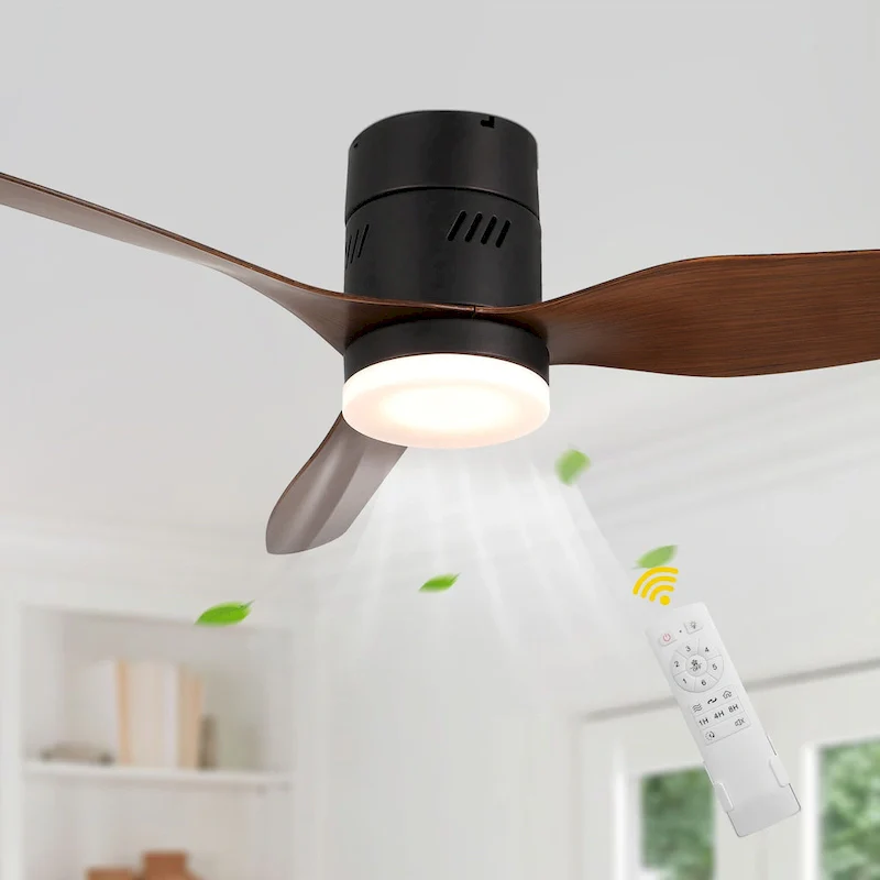 Bella Depot 46  Flush Mount Ceiling Fan with LED Light and Remote 6-Speed Reversible Fan