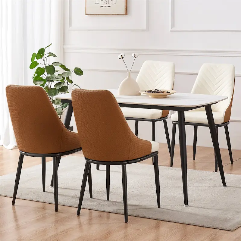 Faux Leather Upholstered Dining Chairs, Set of 4 - 18.1W x 21.3W x 36.6H