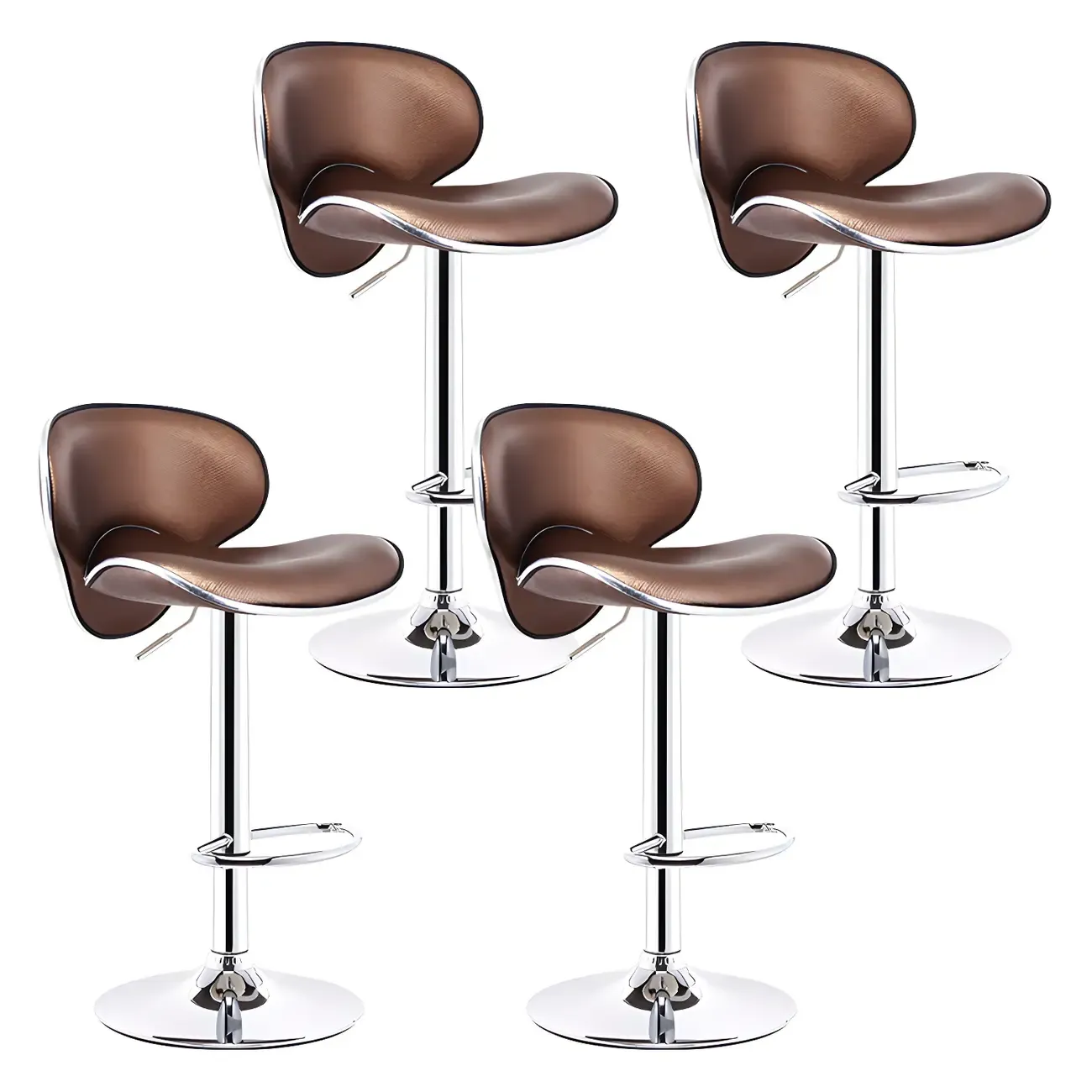 360° Swivel Faux Leather Bar Stools Adjustable Height Bucket Seat
