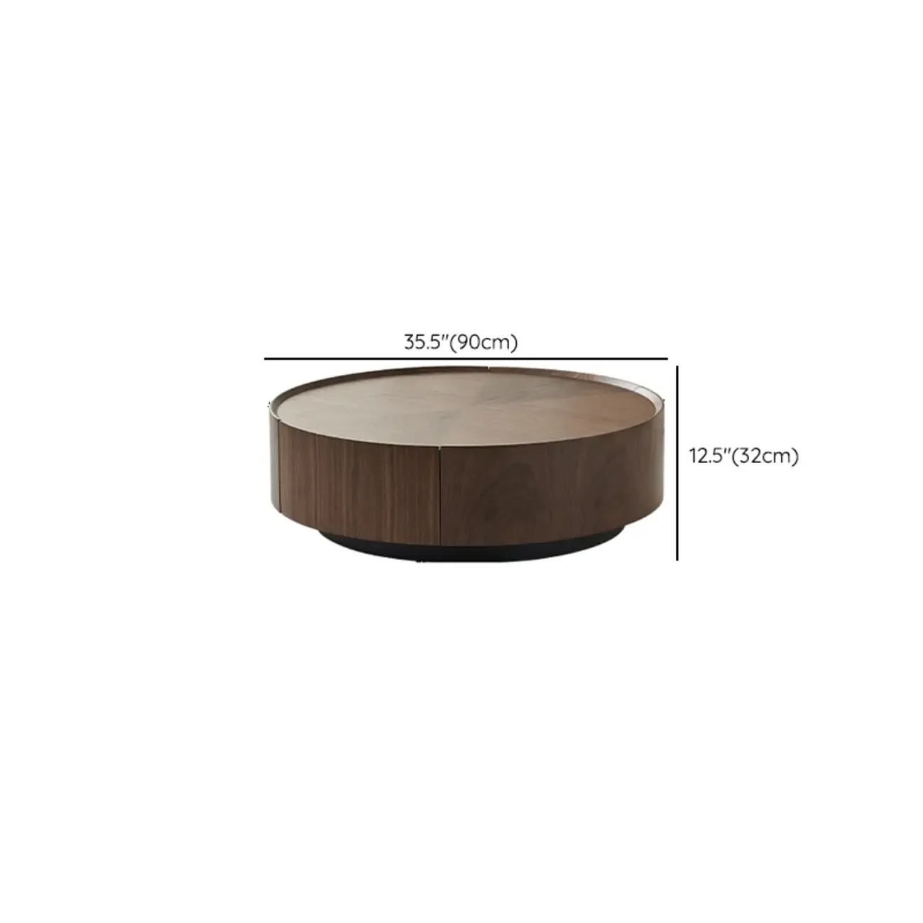 Modern Round Wood Coffee Table with Steel Base