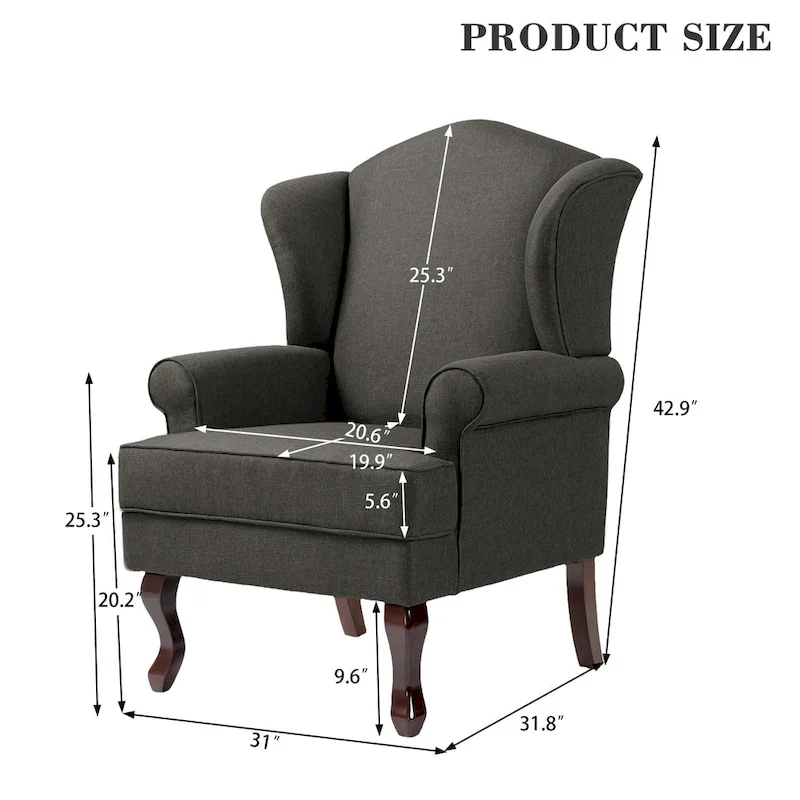 Mid-Century Modern Upholstered Wingback Accent Chair