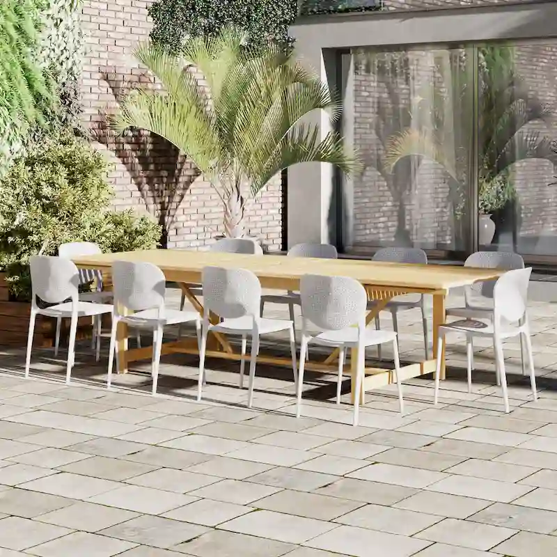 Amazonia Sunset Resin/ Eucalyptus 11-piece Outdoor Extendable Dining Set