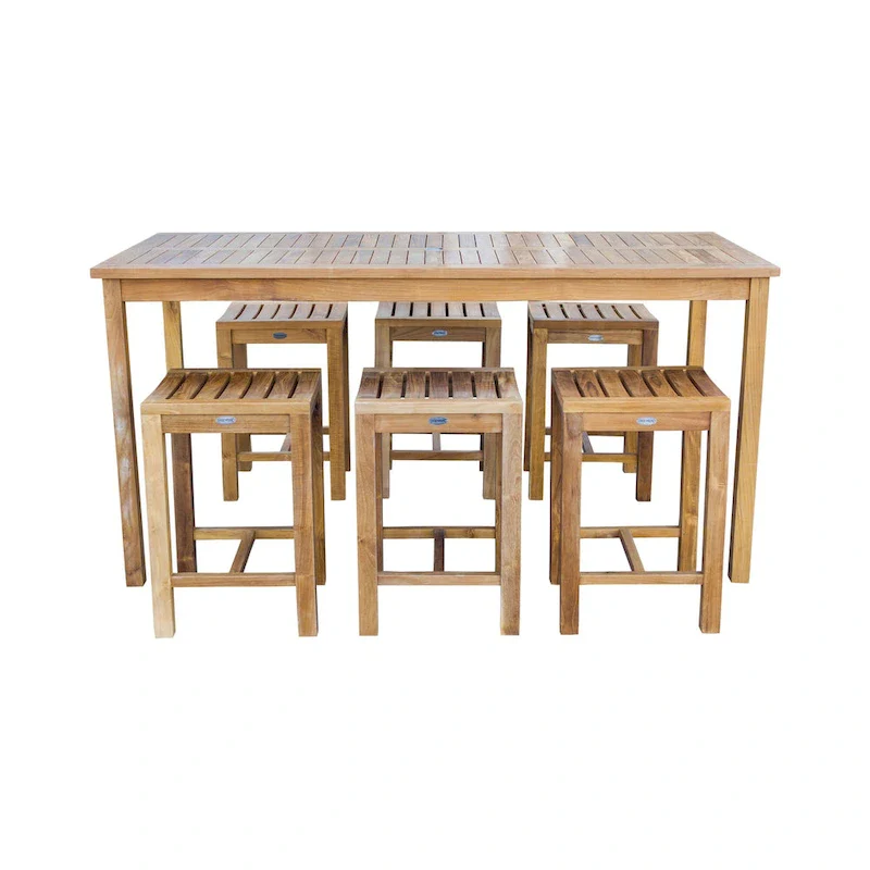 Chic Teak Antigua Rectangular Teak Wood Bistro Counter Table, 63 x 35 inch (table only)