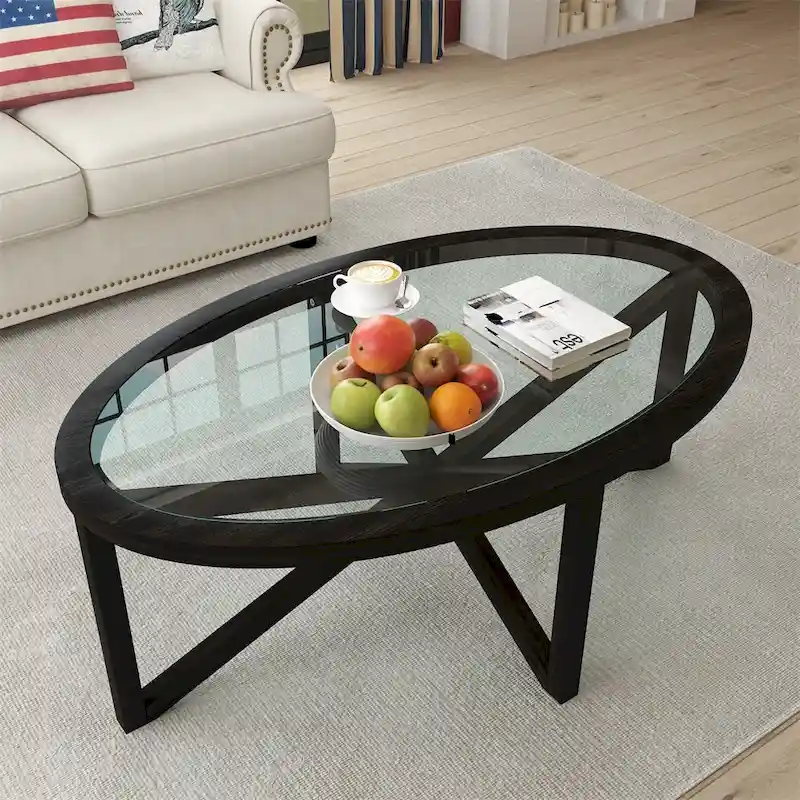 Modern Simple Glass Coffee Table, Tempered Glass Coffee Table